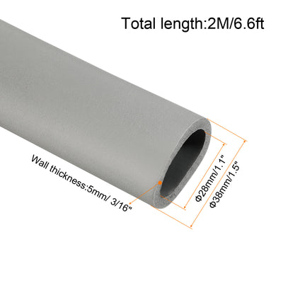 Harfington Foam Grip Tubing Handle Grips 28mm ID 38mm OD 6.6ft Grey for Utensils, Fitness, Tools Handle Support