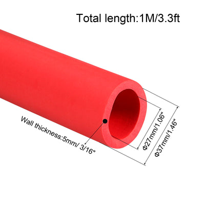 Harfington Foam Grip Tubing Handle Grips 27mm ID 37mm OD 3.3ft Red for Utensils, Fitness, Tools Handle Support