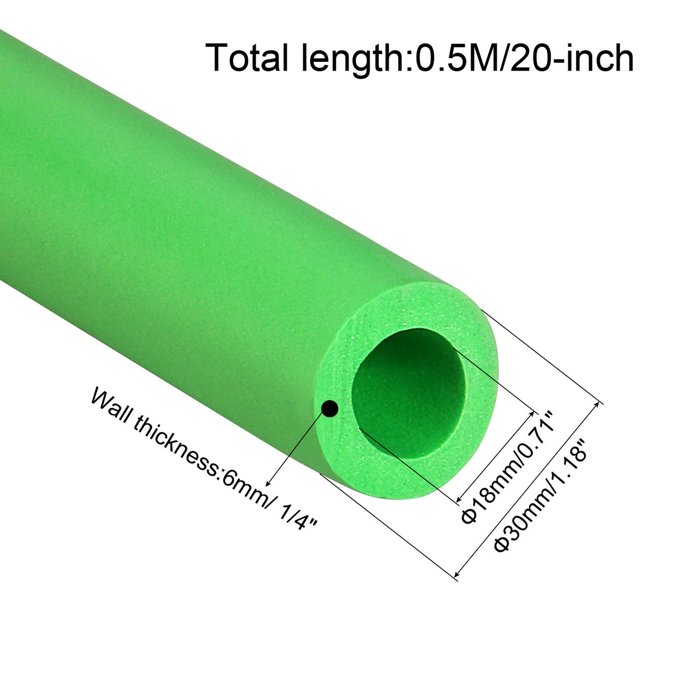 Harfington Foam Grip Tubing Handle Grips 18mm ID 30mm OD 20" Green for Utensils, Fitness, Tools Handle Support