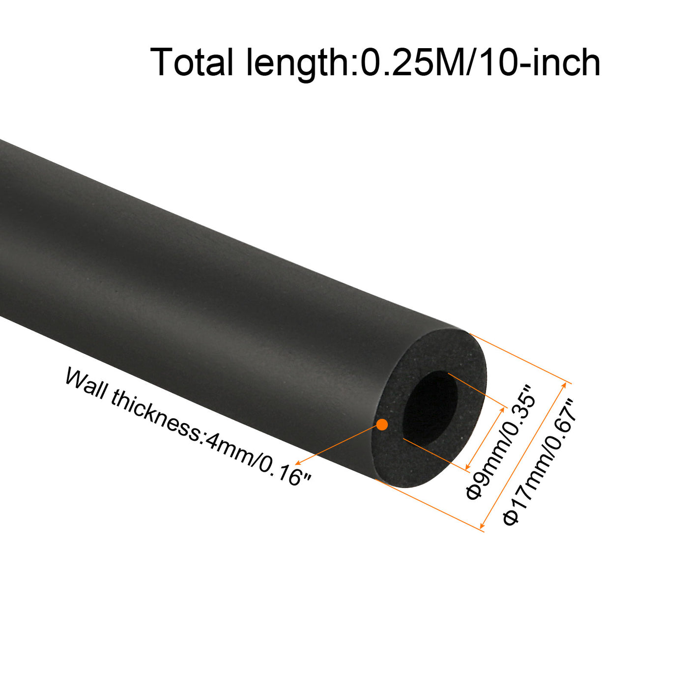Harfington Pipe Insulation Foam Tube Insulation Pipe 9mm(3/8") ID 17mm OD 10" Heat Preservation for Handle Grip Support