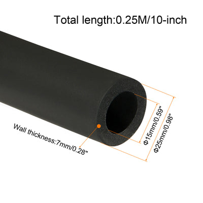 Harfington Pipe Insulation Foam Tube Insulation Pipe 15mm ID 25mm OD 10" Heat Preservation for Handle Grip Support