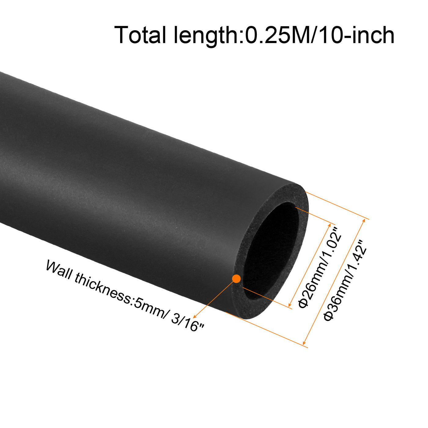 Harfington Pipe Insulation Foam Tube Insulation Pipe 26mm(1") ID 36mm OD 10" Heat Preservation for Handle Grip Support