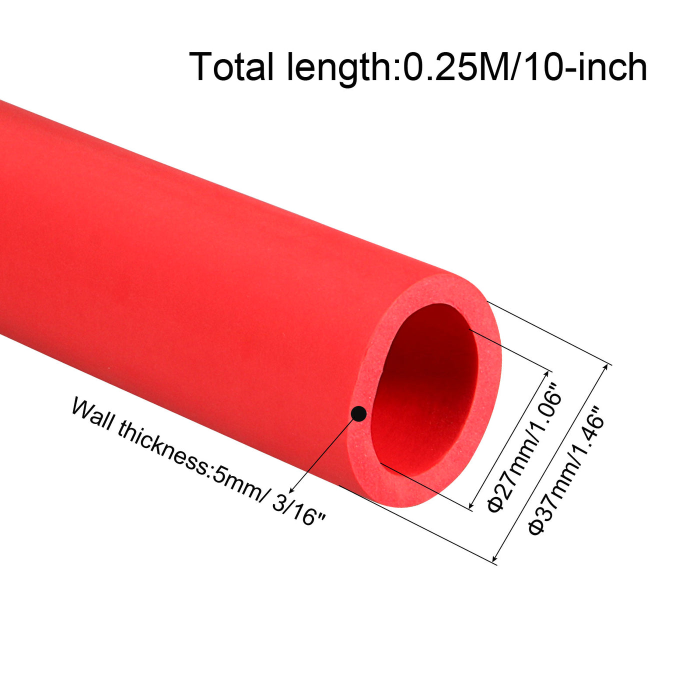 Harfington Foam Grip Tubing Handle Grips 27mm ID 37mm OD 10" Red for Utensils, Fitness, Tools Handle Support