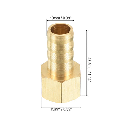 Harfington Hose Barb Fitting Straight 10mm Barbed G1/4 Female Thread, 5 Pack Brass, Yellow