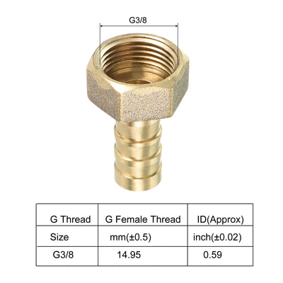 Harfington Hose Barb Fitting Straight 10mm Barbed G3/8 Female Thread, 4 Pack Brass, Yellow