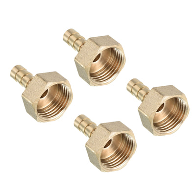 Harfington Hose Barb Fitting Straight 8mm Barbed G1/2 Female Thread, 4 Pack Brass, Yellow
