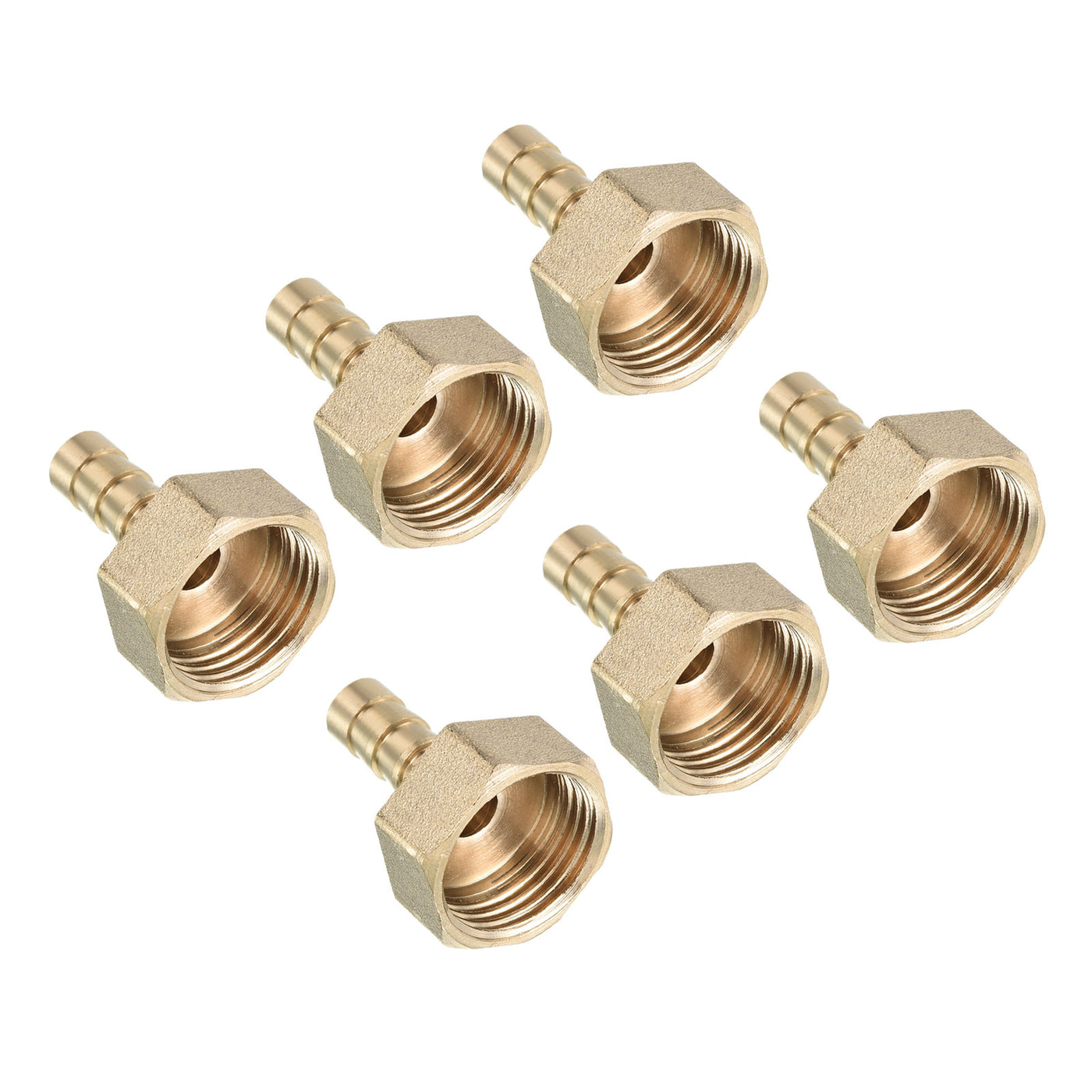 Harfington Hose Barb Fitting Straight 8mm Barbed G1/2 Female Thread, 6 Pack Brass, Yellow