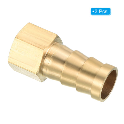 Harfington Hose Barb Fitting Straight 12mm Barbed G1/4 Female Thread, 3 Pack Brass, Yellow