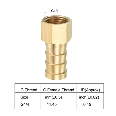 Harfington Hose Barb Fitting Straight 12mm Barbed G1/4 Female Thread, 4 Pack Brass, Yellow