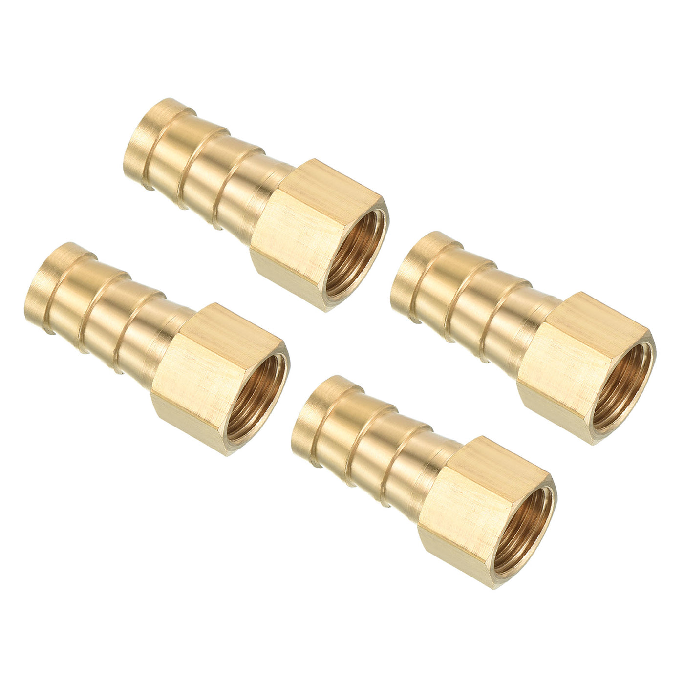 Harfington Hose Barb Fitting Straight 12mm Barbed G1/4 Female Thread, 4 Pack Brass, Yellow