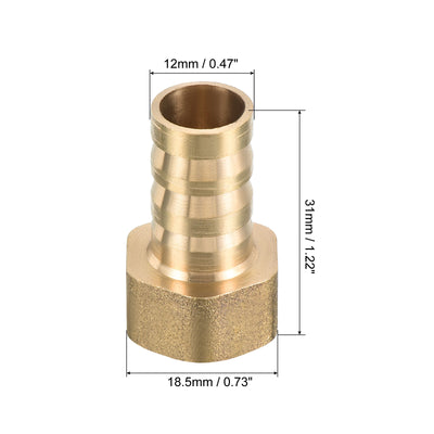 Harfington Hose Barb Fitting Straight 12mm Barbed G3/8 Female Thread, 3 Pack Brass, Yellow