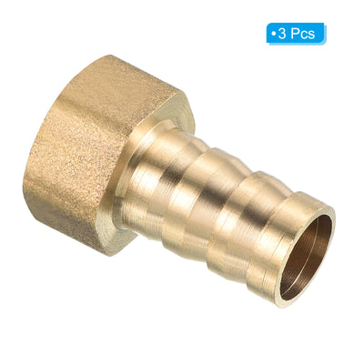 Harfington Hose Barb Fitting Straight 12mm Barbed G3/8 Female Thread, 3 Pack Brass, Yellow