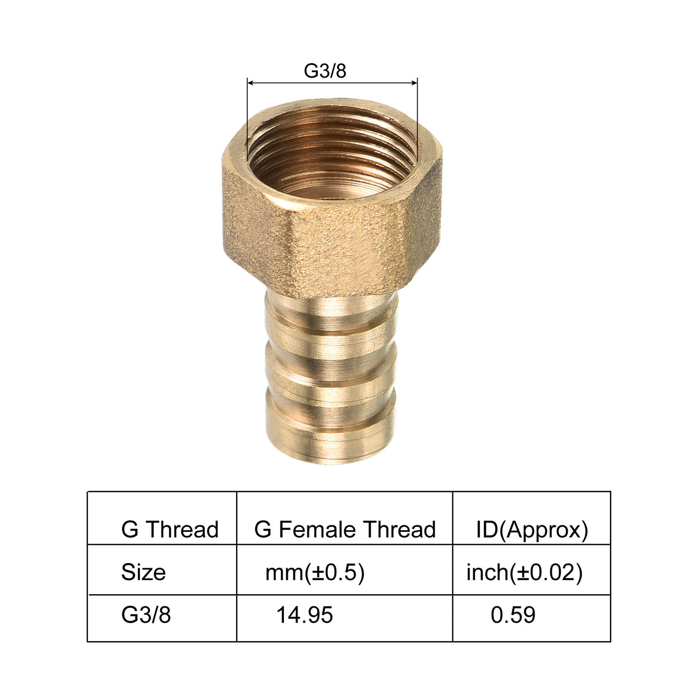 Harfington Hose Barb Fitting Straight 12mm Barbed G3/8 Female Thread, 4 Pack Brass, Yellow
