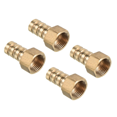 Harfington Hose Barb Fitting Straight 12mm Barbed G3/8 Female Thread, 4 Pack Brass, Yellow