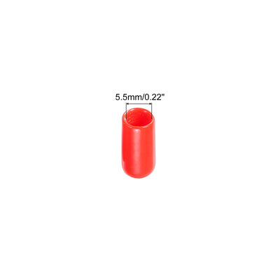 Harfington 100pcs Rubber End Caps Cover Assortment 5.5mm Vinyl Screw Thread Protector for Screw Bolt Black Red