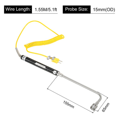 Harfington K Type Surface Thermocouple Temperature Probe -58 to 932°F (-50 to 500°C) 5.1ft