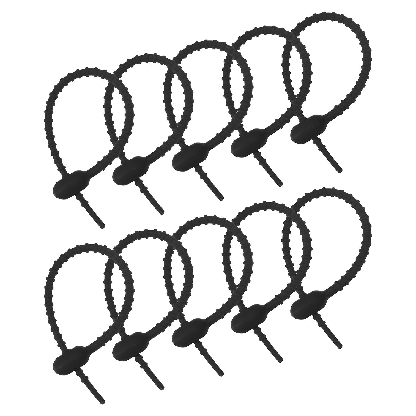 Harfington Reusable Zip Ties, 6 Inch Silicone Ties Bag Clips (Black Pack of 12)