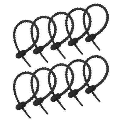 Harfington Reusable Zip Ties, 6 Inch Silicone Ties Bag Clips (Black Pack of 20)