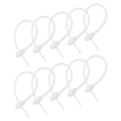 Harfington Reusable Zip Ties, 6 Inch Silicone Ties Bag Clips (White Pack of 12)