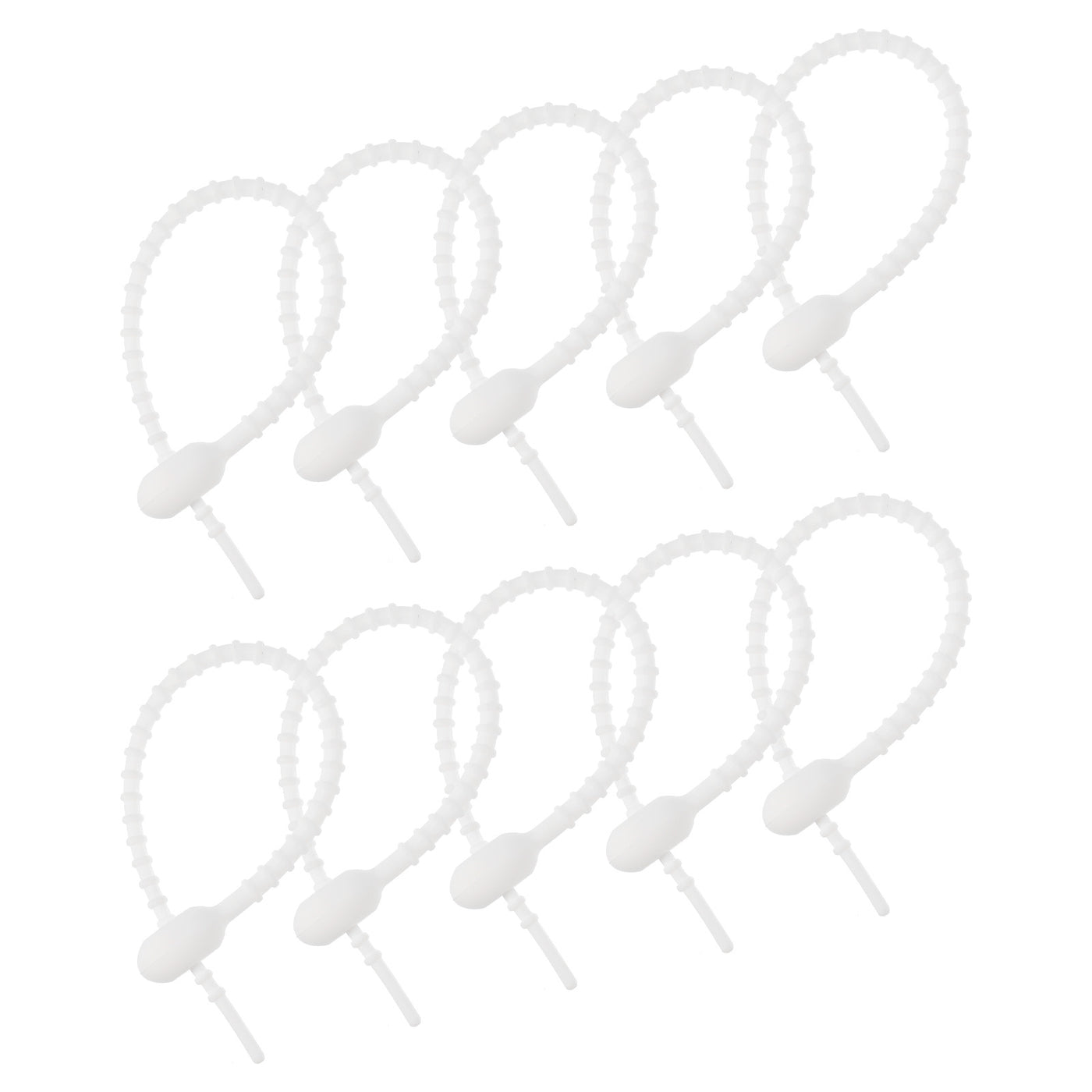Harfington Reusable Zip Ties, 6 Inch Silicone Ties Bag Clips (White Pack of 20)