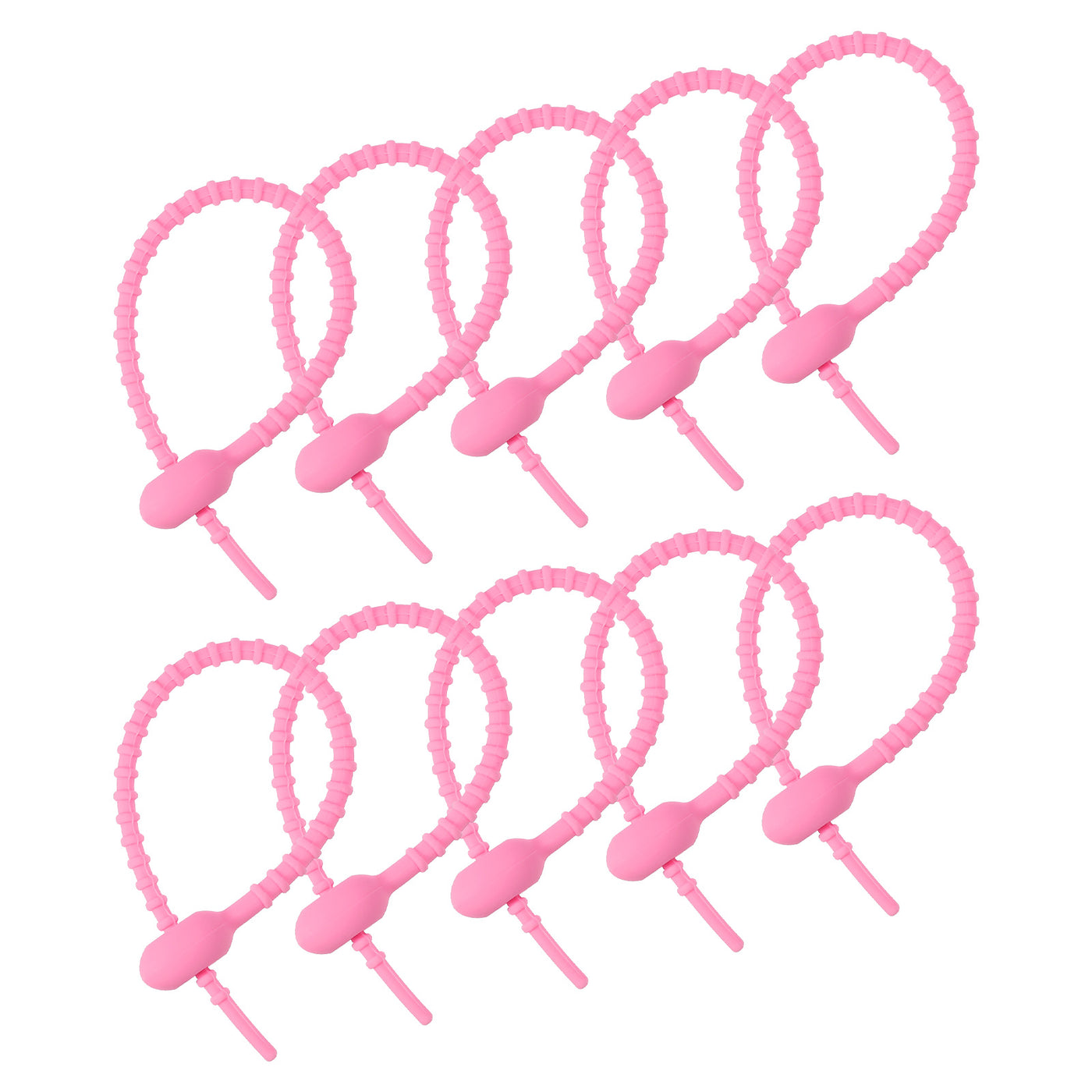 Harfington Reusable Zip Ties, 6 Inch Silicone Ties Bag Clips (Pink Pack of 12)
