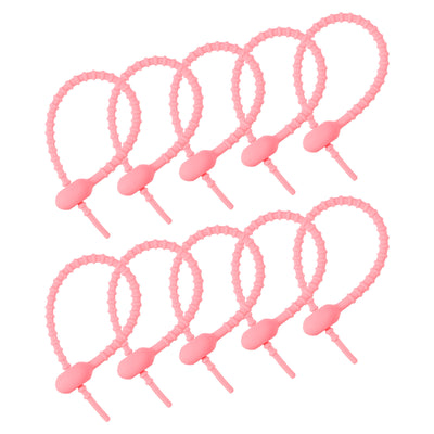 Harfington Reusable Zip Ties, 6 Inch Silicone Ties Bag Clips (Rose Pack of 20)