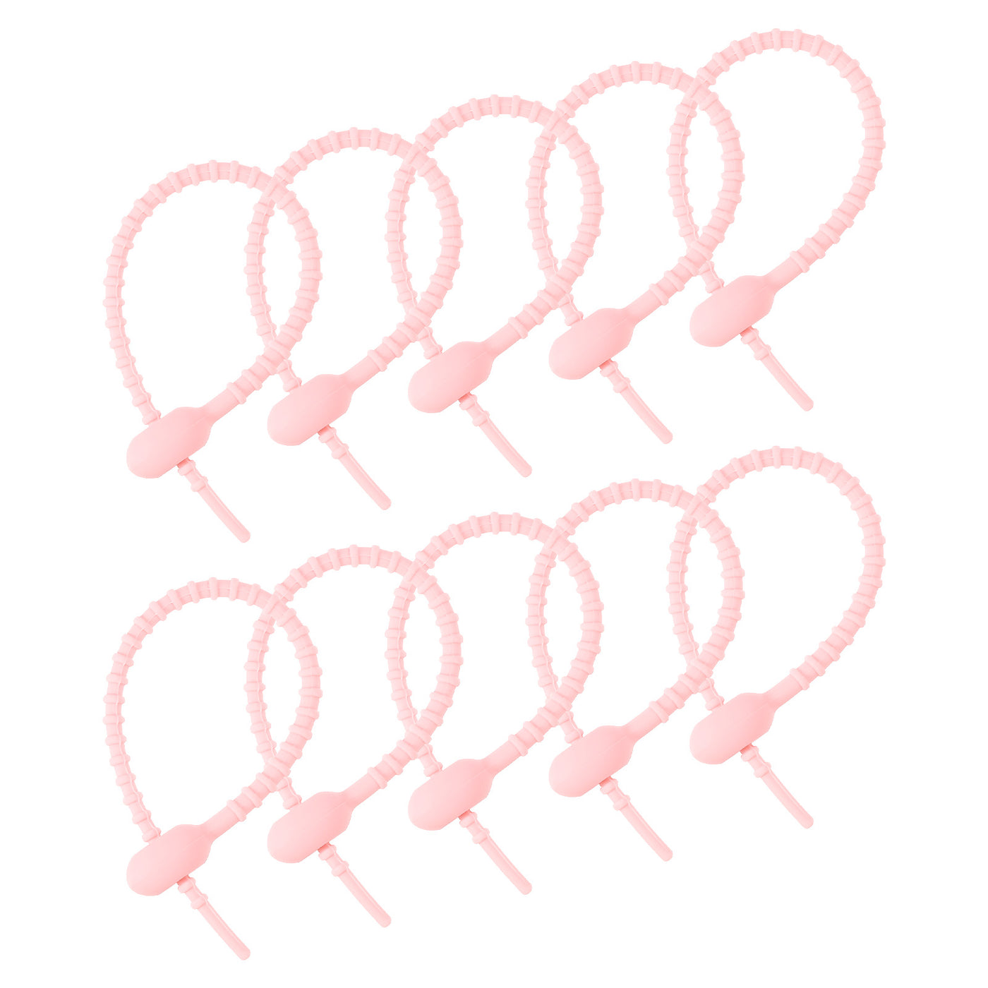 Harfington Reusable Zip Ties, 6 Inch Silicone Ties Bag Clips (Light Pink Pack of 30)