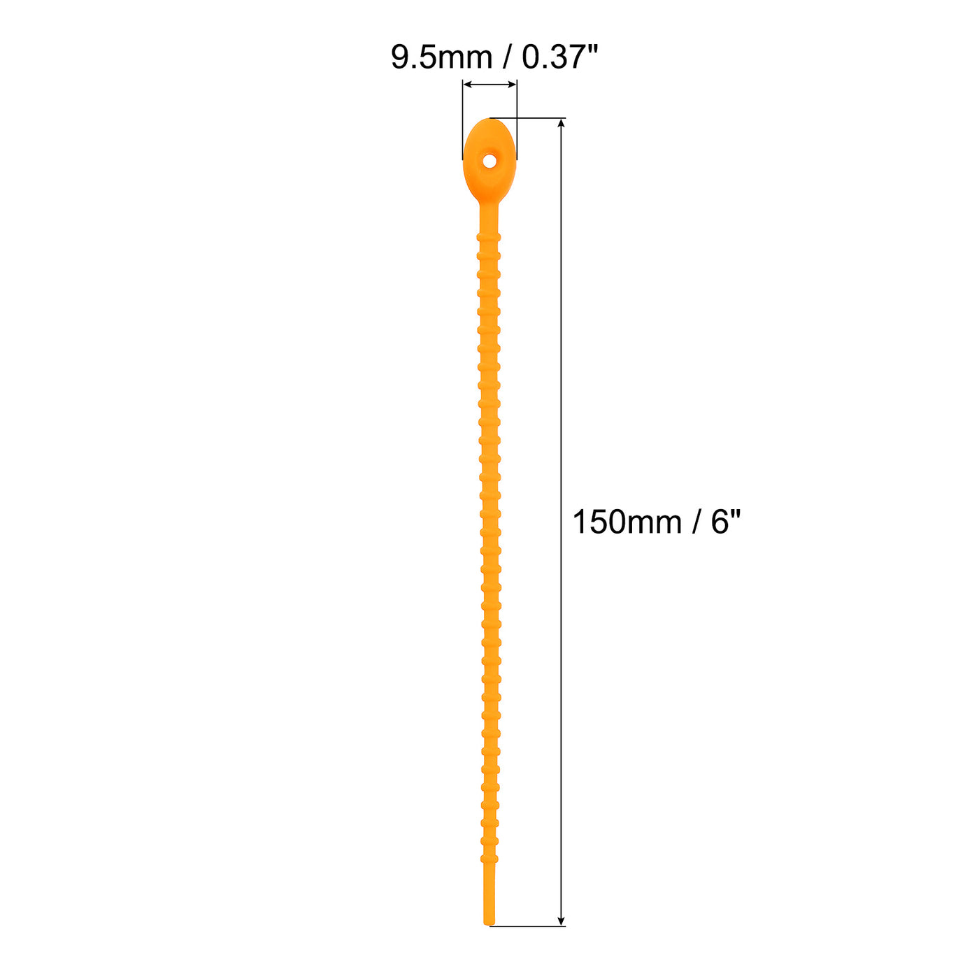 Harfington Reusable Zip Ties, 6 Inch Silicone Ties Bag Clips (Rust Orange Pack of 12)