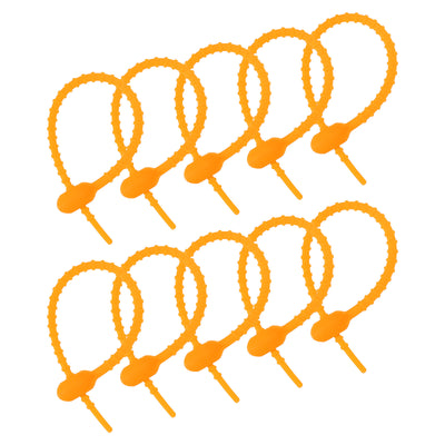 Harfington Reusable Zip Ties, 6 Inch Silicone Ties Bag Clips (Rust Orange Pack of 12)
