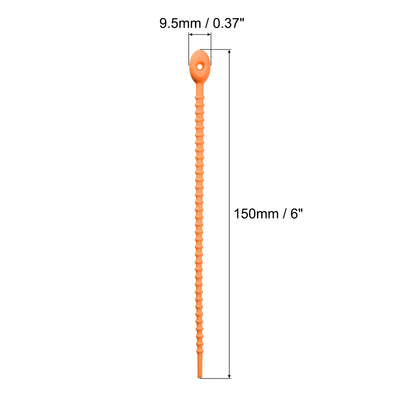Harfington Reusable Zip Ties, 6 Inch Silicone Ties Bag Clips (Orange Pack of 20)