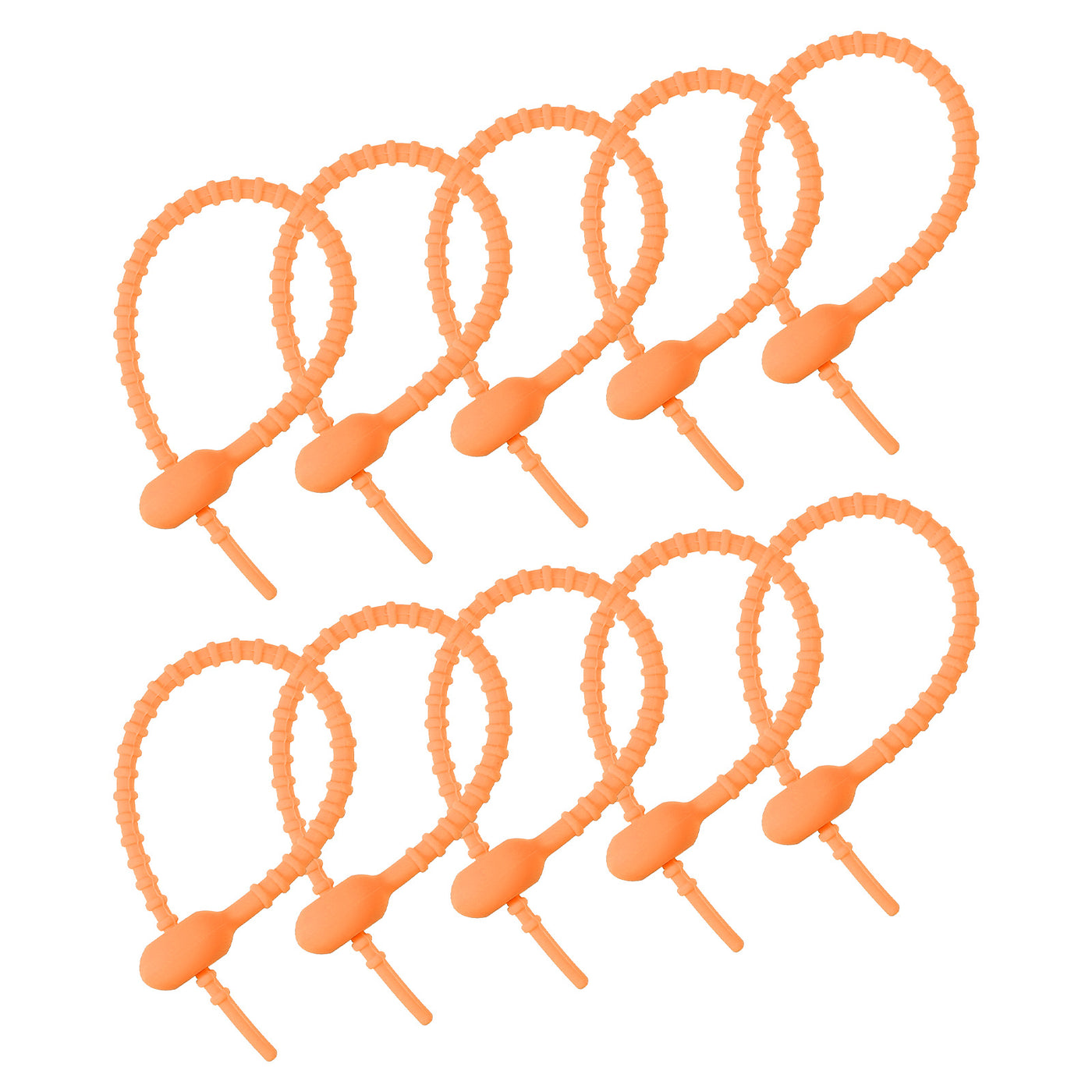 Harfington Reusable Zip Ties, 6 Inch Silicone Ties Bag Clips (Orange Pack of 30)