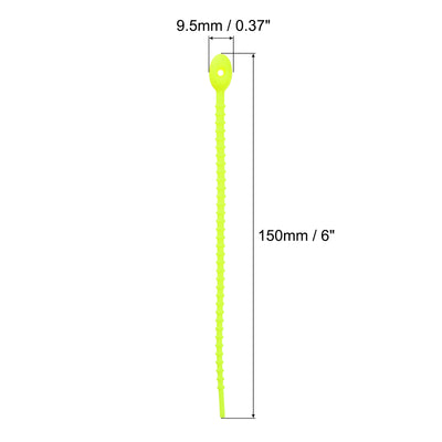 Harfington Reusable Zip Ties, 6 Inch Silicone Ties Bag Clips (Yellow Green Pack of 20)