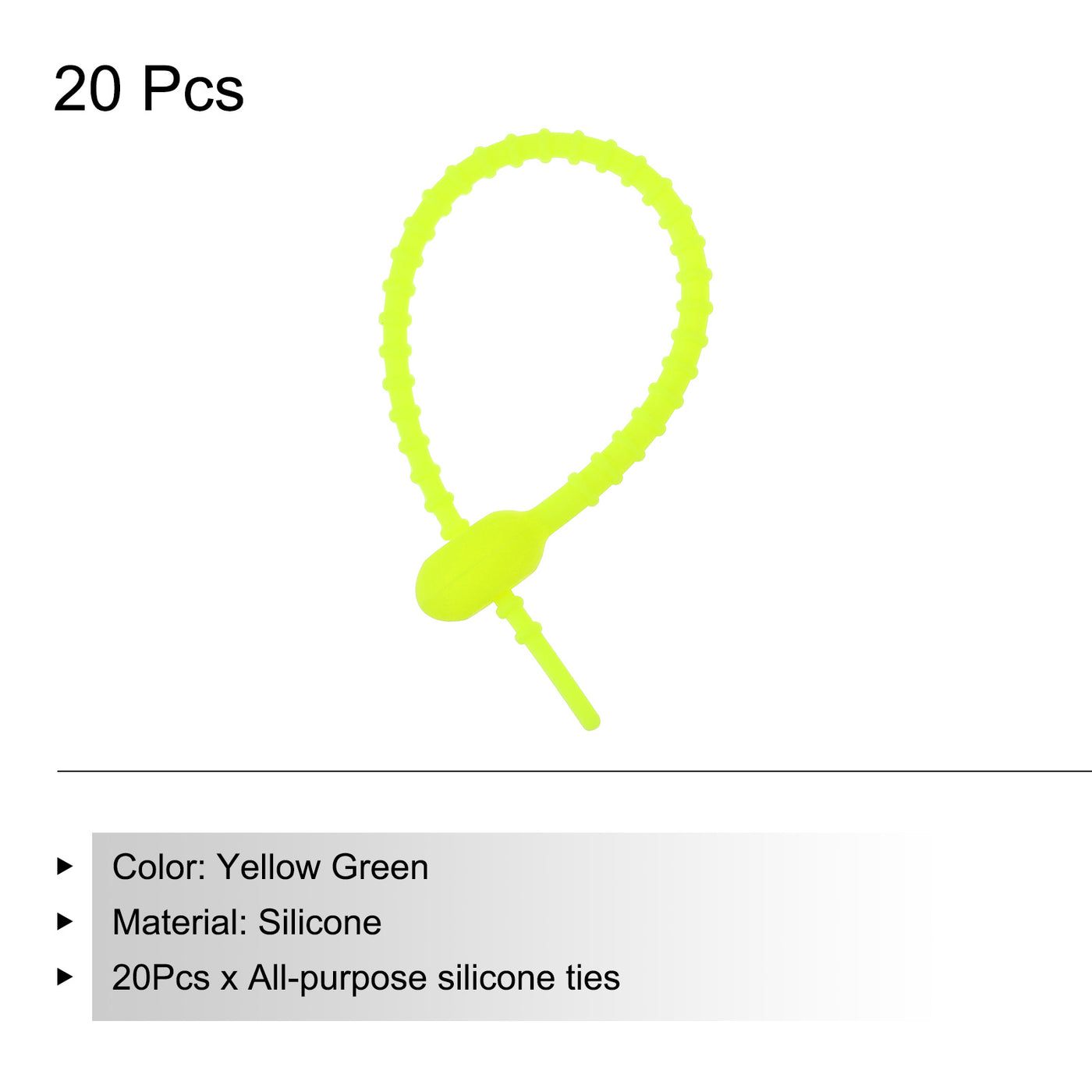 Harfington Reusable Zip Ties, 6 Inch Silicone Ties Bag Clips (Yellow Green Pack of 20)