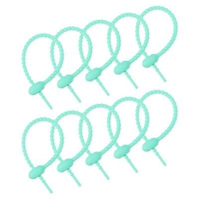 Harfington Reusable Zip Ties, 6 Inch Silicone Ties Bag Clips (Mint Green Pack of 20)