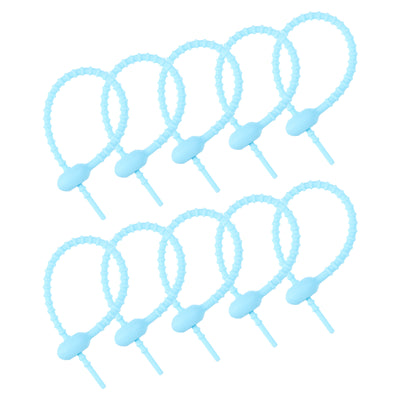 Harfington Reusable Zip Ties, 6 Inch Silicone Ties Bag Clips (Sky Blue Pack of 20)