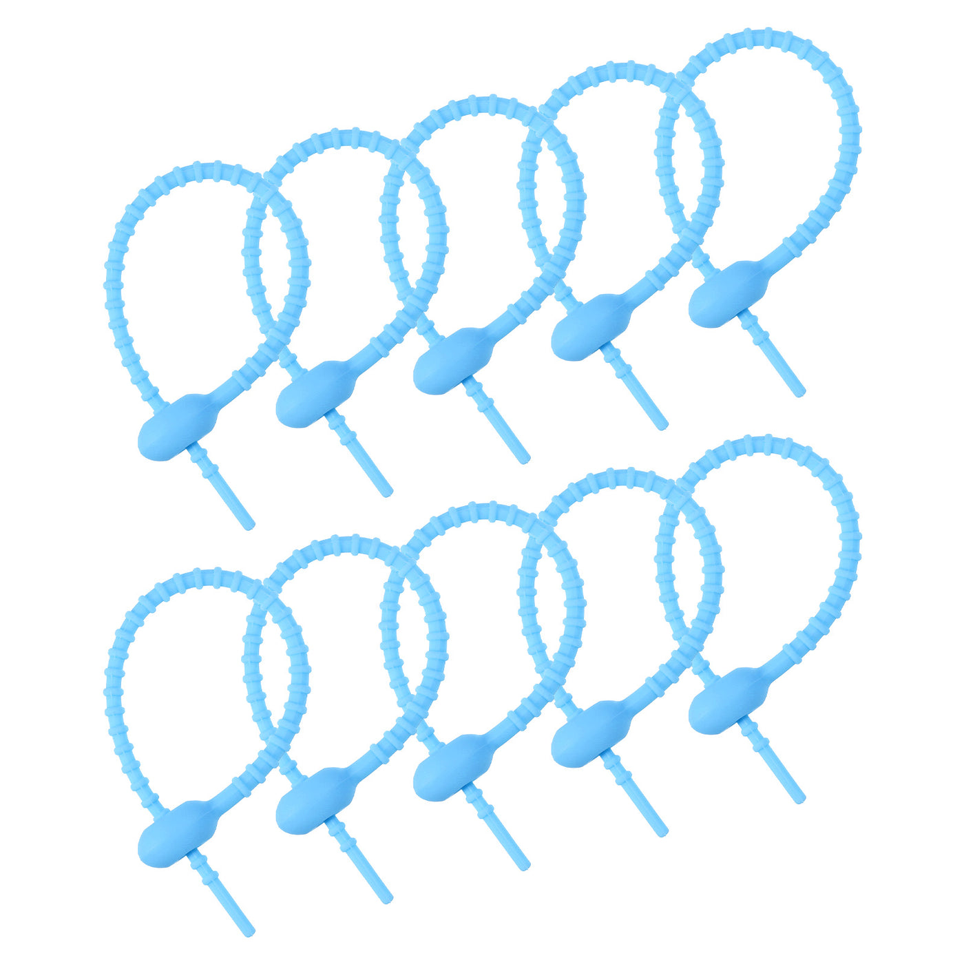 Harfington Reusable Zip Ties, 6 Inch Silicone Ties Bag Clips (Sea Blue Pack of 20)