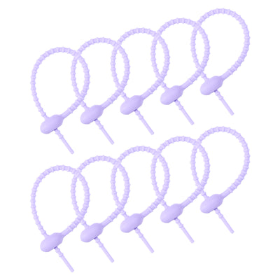 Harfington Reusable Zip Ties, 6 Inch Silicone Ties Bag Clips (Lavender Pack of 20)