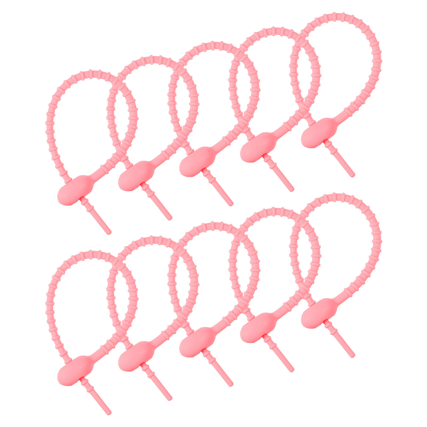 Harfington Reusable Zip Ties, 7 Inch Silicone Ties Bag Clips (Rose Pack of 12)