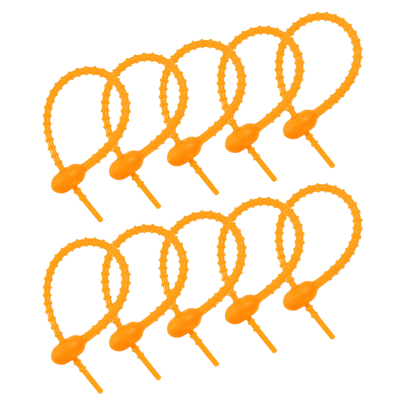 Harfington Reusable Zip Ties, 7 Inch Silicone Ties Bag Clips (Rust Orange Pack of 12)