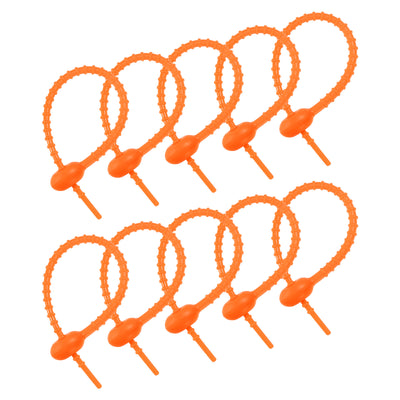 Harfington Reusable Zip Ties, 7 Inch Silicone Ties Bag Clips (Neon Orange Pack of 12)
