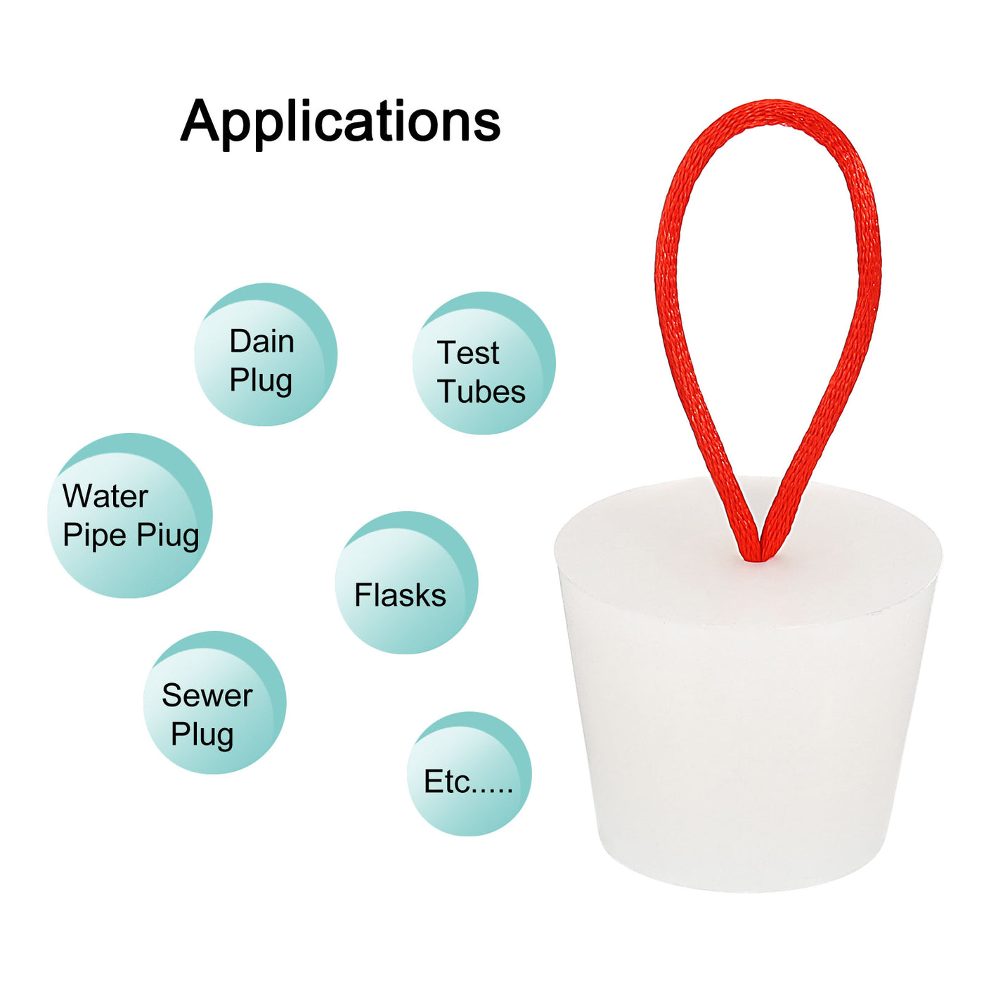 Silicone Rubber Tapered Plug 28mm to 37mm Solid with Handle White ...