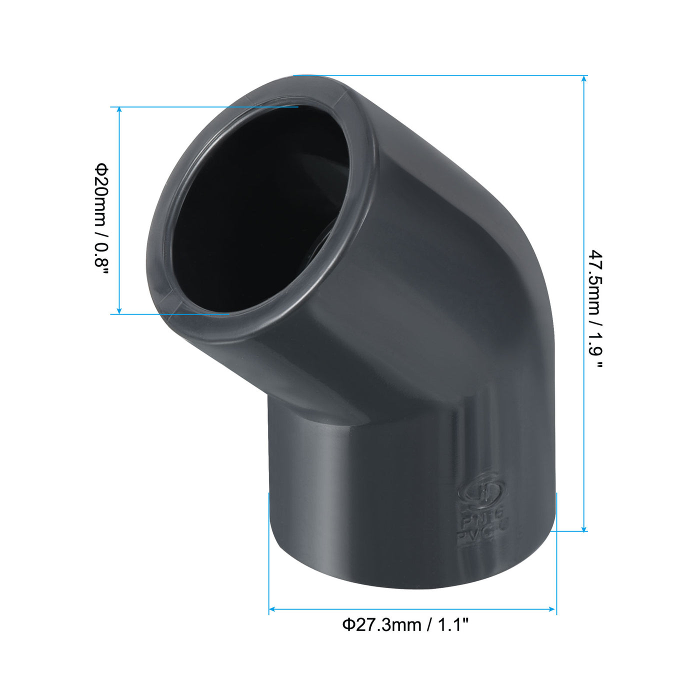 Harfington UPVC Pipe Fitting, 10 Pack 45 Degree Elbow Pipe Adapter 20mm 1/2" Slip Socket Coupling Connector