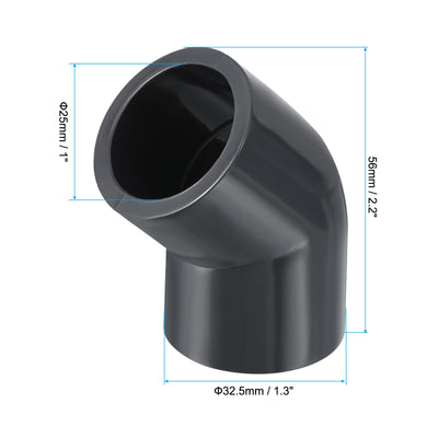 Harfington UPVC Pipe Fitting, 2 Pack 45 Degree Elbow Pipe Adapter 25mm 3/4" Slip Socket Coupling Connector