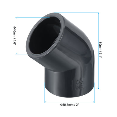 Harfington UPVC Pipe Fitting, 1 Pack 45 Degree Elbow Pipe Adapter 40mm 1-1/4" Slip Socket Coupling Connector