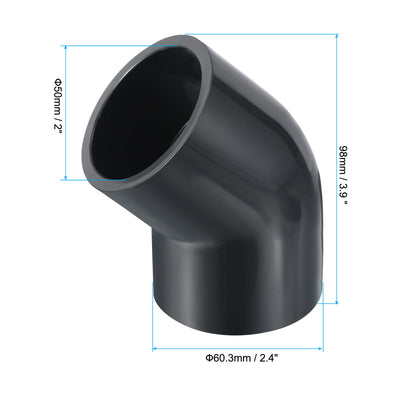 Harfington UPVC Pipe Fitting, 1 Pack 45 Degree Elbow Pipe Adapter 50mm 1-1/2" Slip Socket Coupling Connector