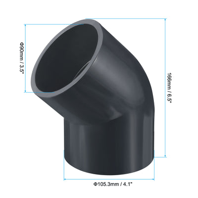 Harfington UPVC Pipe Fitting, 1 Pack 45 Degree Elbow Pipe Adapter 90mm 3" Slip Socket Coupling Connector