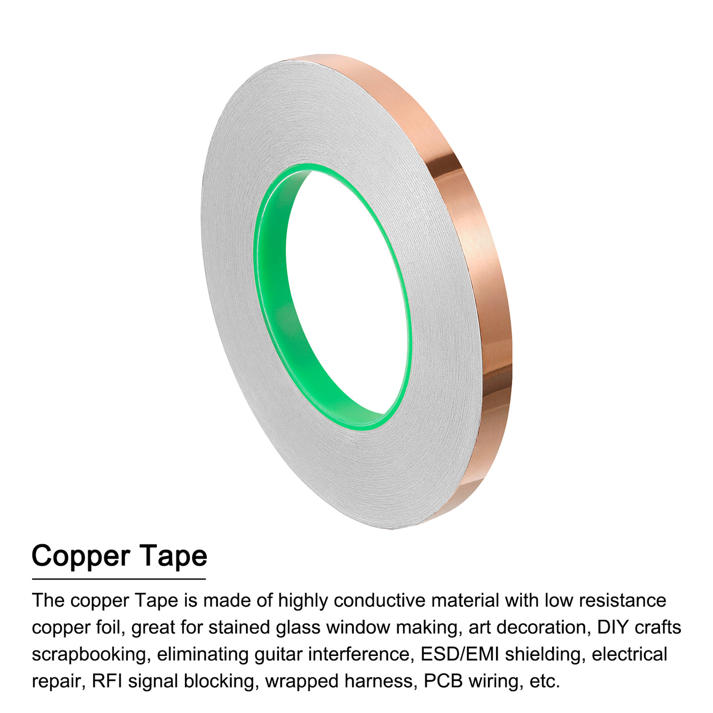Harfington Copper Foil Tape 0.47 Inch x 54 Yards 0.05 Thick Double Sided for Electronics