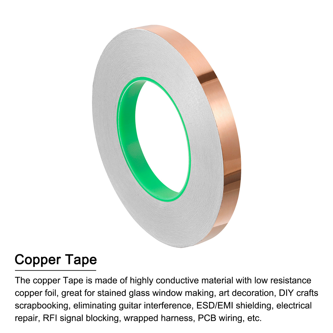 Harfington Copper Foil Tape 0.59 Inch x 54 Yards 0.05 Thick Double Sided for Electronics