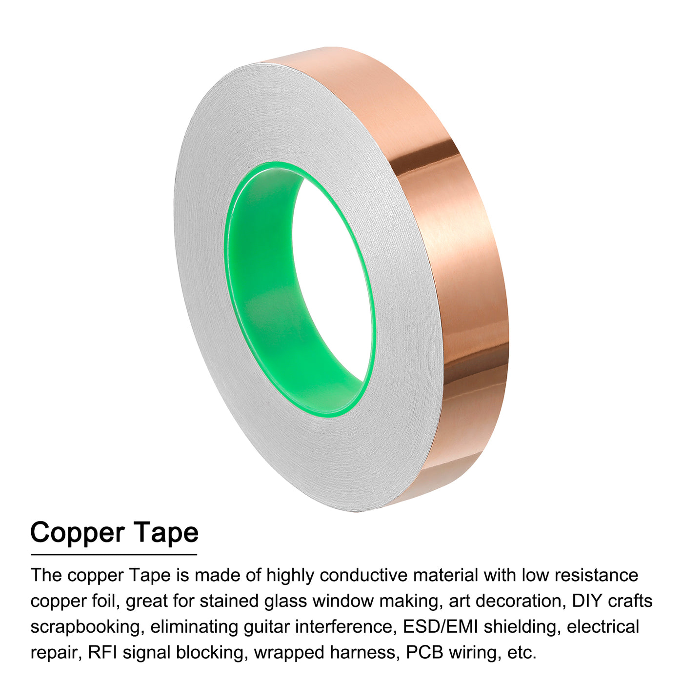 Harfington Copper Foil Tape 0.98 Inch x 54 Yards 0.05 Thick Double Sided for Electronics