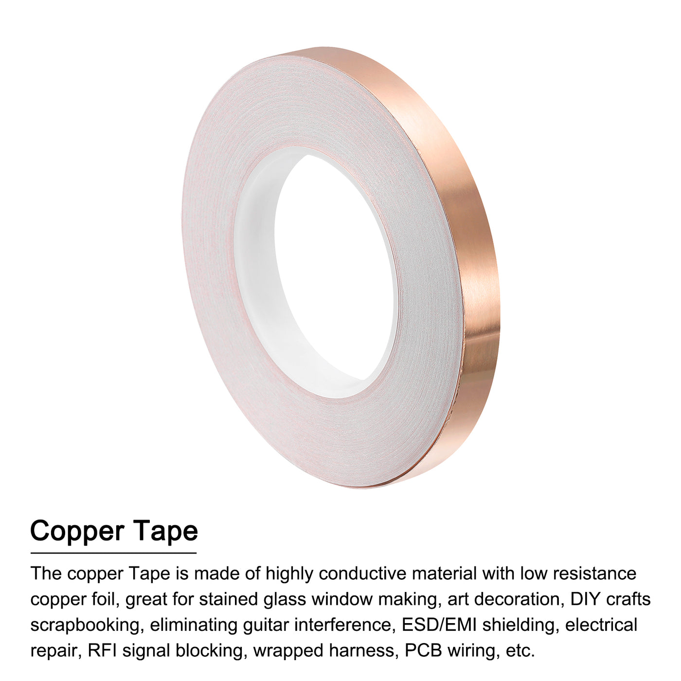 Harfington Copper Foil Tape 0.59 Inch x 54 Yards 0.05 Thick Single Sided for Electronics